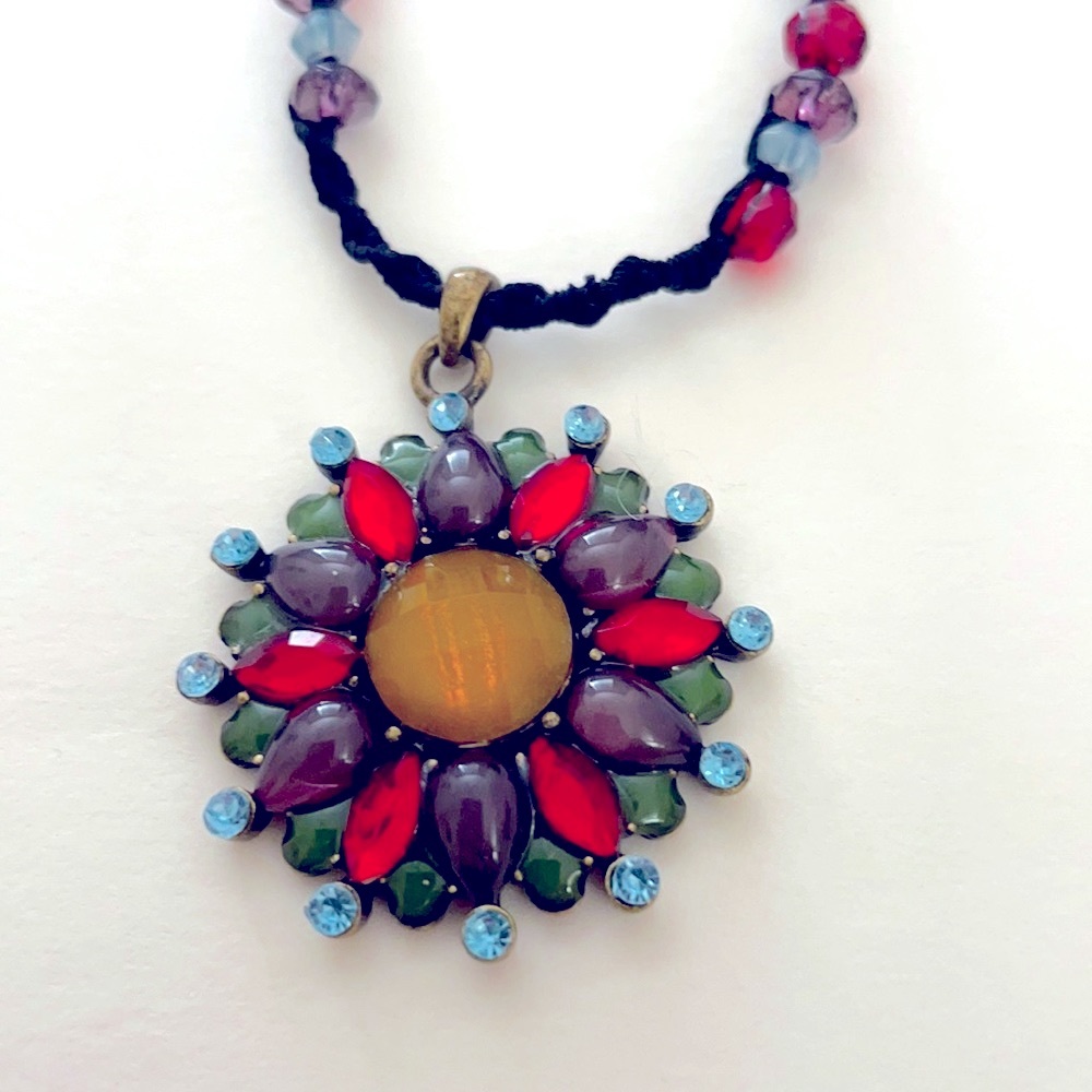 Boho mandala pendant necklace